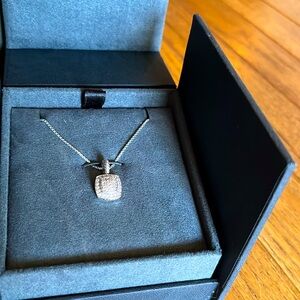 David Yurman Albion Diamond Pendant Necklace with Logo Display Box & Gift Bag